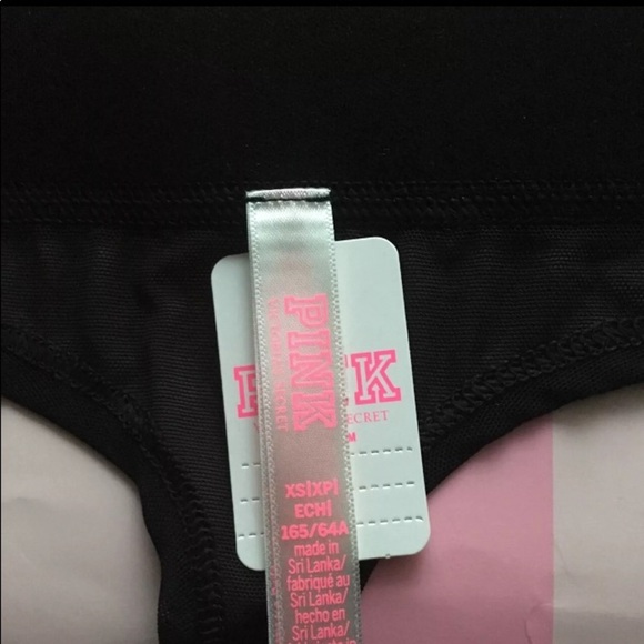 (XS) PINK VICTORIA’S SECRET BLACK VELVET THONGS - Picture 3 of 3